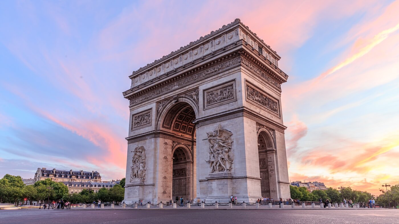 Arc de Triomphe at sunset